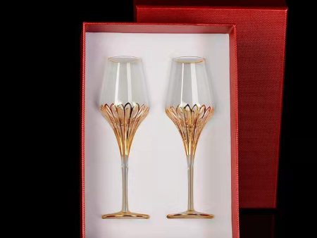 Custom Made Wedding Led Free Crystal Champagne Wine Glasses Set of Two For Cheap