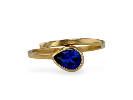 Yellow gold 10k blue drop ring Online Sale