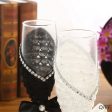 Two Bride and Groom Dressed Wedding Lead Free Crystal Champagne Wine Glasses Set of Two For Cheap