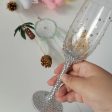 Handmade Amazing Bride and Groom Dressed In Rhinestone Led Free Crystal Champagne Wine Glasses Set of Two Sale