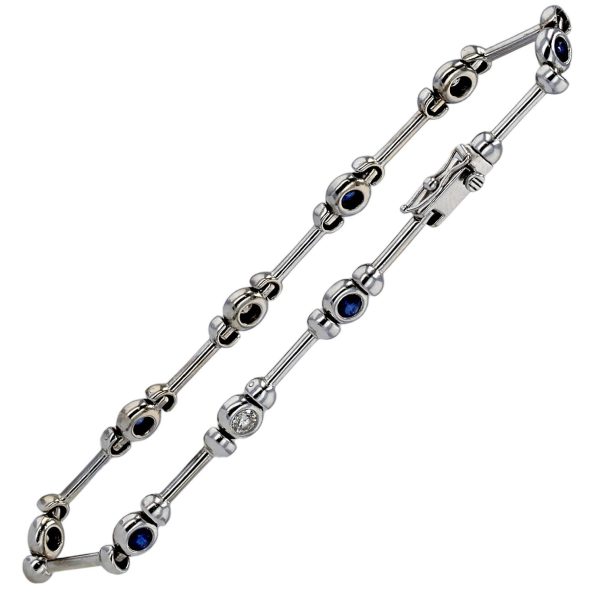 White 14k gold solid sapphire and diamonds lady bracelet Online now