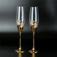 Elegant Unique Custom Made Infinity Double Hearts Wedding Led Free Crystal Champagne Wine Glasses Set of Two on Sale