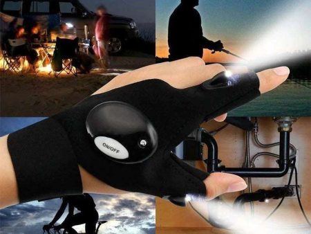 Amzing Innovation Rechargeable Magic Strap Fingerless Flashlight Gloves Waterproof Available in Three Different Styles For Sale