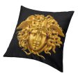 Versace Style Decorative Luxury Velvet Pillowcases Medusa Head Golden Print Online now