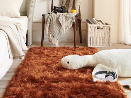 Luxury Super Soft Faux Sheepskin Fur Brown Area Rugs for Bedside Floor Mat Plush Sofa Cover Seat Pad for Bedroom Cheap