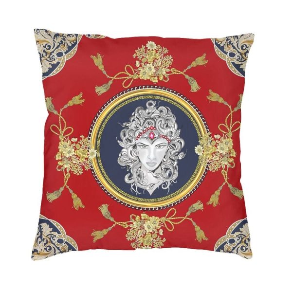 Versace Style Decorative Luxury Velvet Pillowcases With Golden Print Fashion