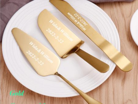 Laxury Bride and Groom Customisable Rose Gold Cake Knife and Cake Shovel and Baking Tool Set Cheap