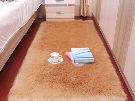 Luxury Super Soft Faux Sheepskin Fur Light Brown Area Rugs for Bedside Floor Mat Plush Sofa Cover Seat Pad for Bedroom Online Hot Sale