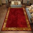 Modern Style Designer Red and Gold Luxury Ultra Soft Non-Slip Rug Carpet Online