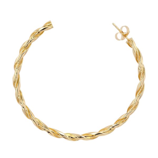 Yellow gold big twist hoops earrings-11121 Sale