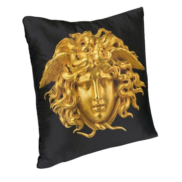 Versace Style Decorative Luxury Velvet Pillowcases Medusa Head Golden Print Online now