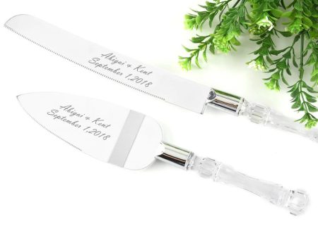 Eligant Laxury Bride and Groom  Bridal Customisable Cake Knife and Shovel Set Cheap