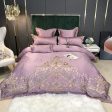 Royal Style  Embroidery Cotton Luxury Pink Soft Smooth Duvet Cover Bedspread Bedding Set With Pillow Covers Sale