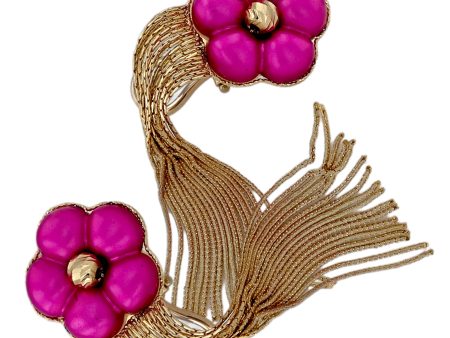 Yellow gold 14k magenta accent gold flakes earrings on Sale