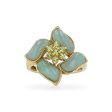 Yellow 14k gold jade flower ring Sale