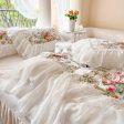 Luxury White Lace Princess Style  Cotton Duvet Cover Bedding Set With Pillow Covers Sale