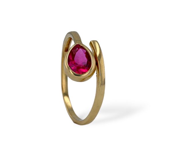 Yellow gold 10k drop red ring Online