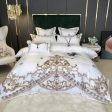 Royal White Embroidery  Cotton Bedding Set Luxury Soft Smooth  Duvet Cover Bedspread Bedding Set With Pillow Covers Cheap