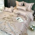 Royal Gold Embroidery Satin Cotton Luxury Gray Soft Smooth Quilt Duvet Cover Bedspread Bedding Set With Pillow Covers on Sale