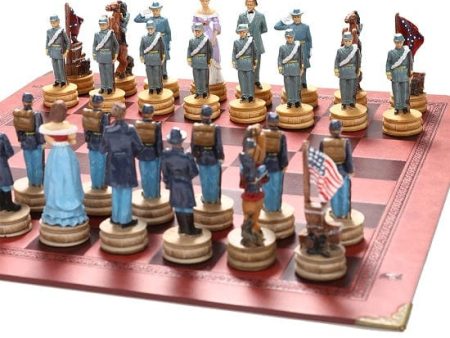 Collectible Hand-Painted 32 Pcs Chess Set American Civil War.Please Choose your Chessboard on Sale