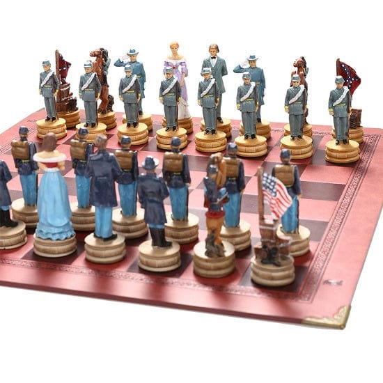 Collectible Hand-Painted 32 Pcs Chess Set American Civil War.Please Choose your Chessboard on Sale