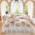 Luxury White Lace Princess Style  Cotton Duvet Cover Bedding Set With Pillow Covers Sale