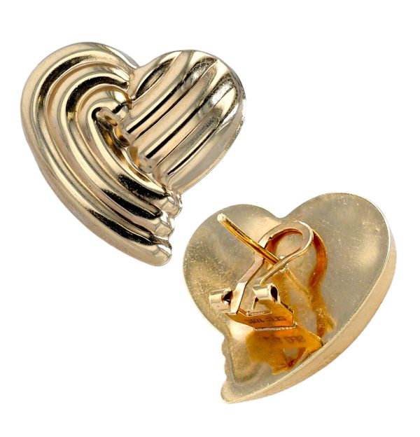 Yellow gold 10k poof heart earrings Cheap