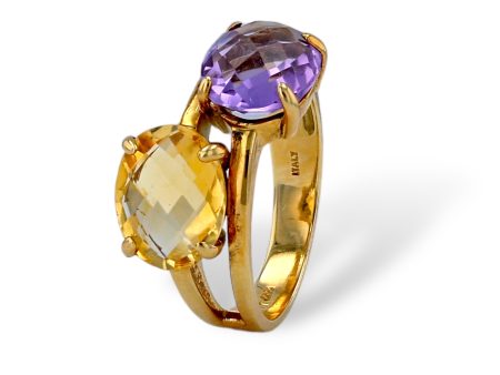 Yellow gold 14k color stone lady ring Cheap