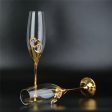 Elegant Unique Custom Made Infinity Double Hearts Wedding Led Free Crystal Champagne Wine Glasses Set of Two on Sale