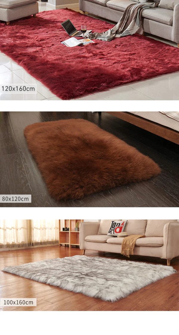 Luxury Super Soft Faux Sheepskin Fur Brown Area Rugs for Bedside Floor Mat Plush Sofa Cover Seat Pad for Bedroom Cheap