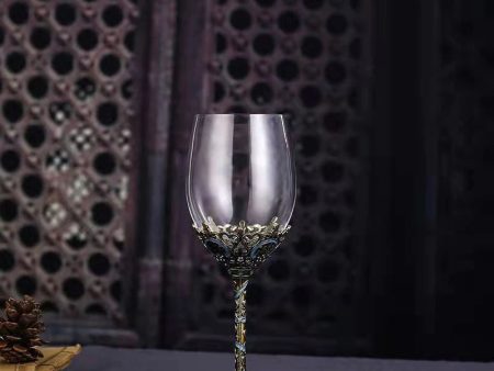 Custom Made Vintage Enamel Lead Free Crystal Goblet Wine Glasses and Wine Decanter Hot on Sale