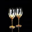 Golden Grape Vintage Enamel Lead Free Crystal Goblet Wine Glasses and Wine Decanter Cheap