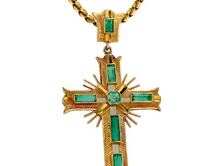 Yellow gold 18k emerald solid cross Online Hot Sale