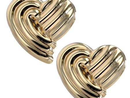 Yellow gold 10k poof heart earrings Cheap