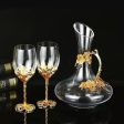 Golden Grape Vintage Enamel Lead Free Crystal Goblet Wine Glasses and Wine Decanter Cheap