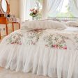 Luxury White Lace Princess Style  Cotton Duvet Cover Bedding Set With Pillow Covers Sale