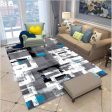 Grafity Style White Back Gray and Blue Modern Luxury Non-Slip Stain Resistant Rug Carpet Hot on Sale