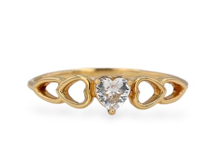 Yellow gold 18k hearts ring Sale