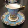 Versace Style Blue Ocean Luxury Coffee and Tea Porcelain 24 karat Gold Plated Sets For Cheap