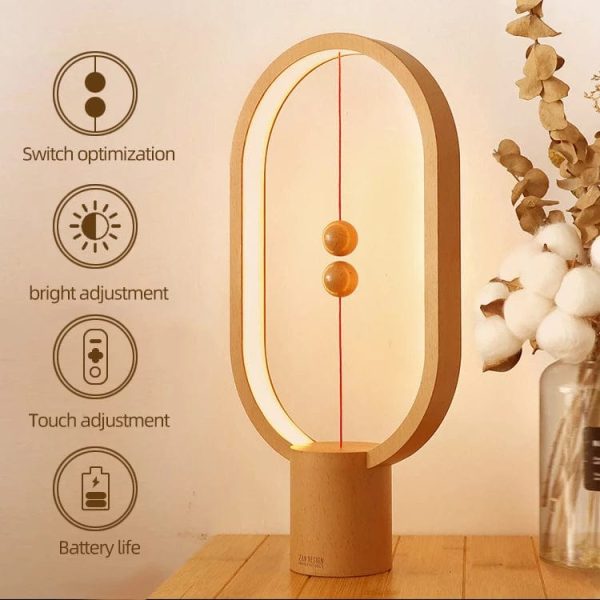 Unique Magnetic Design Clock  Sculpture Tabletop LED Lamp With Round Base Fashion