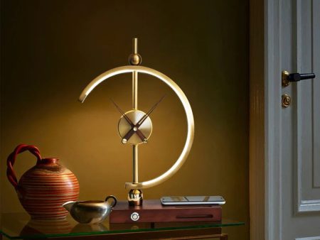 Art Deco Sculpture Tabletop Clock Lamp with Wirless Charger Online Sale