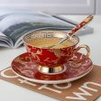 Porcelain Luxury Coffee or Tea Cup Gold Plated Fantasy Style with Saucer and Spoon Hot on Sale