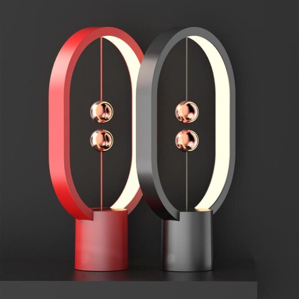 Unique Magnetic Design Clock  Sculpture Tabletop LED Lamp With Round Base Fashion