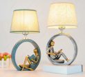 Art Deco Modern Table Lamp Boy Playing Guitar and Girle Reading The Book Online