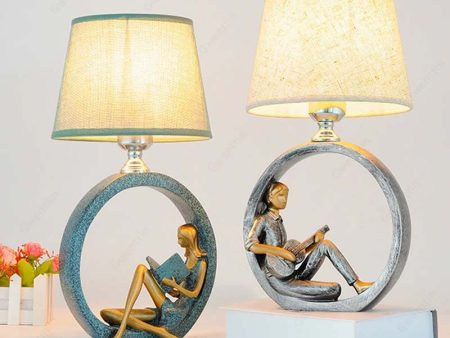 Art Deco Modern Table Lamp Boy Playing Guitar and Girle Reading The Book Online