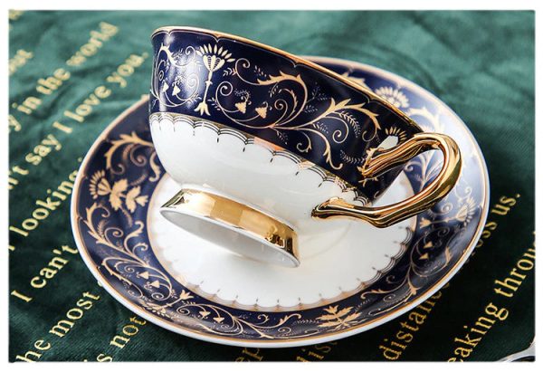 Luxury Porcelain Coffee or Tea Cup Gold Plated Versace Style with Saucer and Spoon Hot on Sale