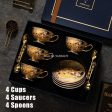 Royal Classic Klimt Art The Kiss Coffee and Tea Set Bone China Porcelain 24 K Gold Plated For Discount