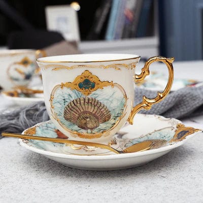 Vintage Style Coffee and Tea Cups Made From Fine Porcelain 24 Karat Gold Plated Sale