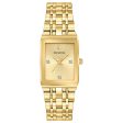 Bulova Quadra Gold Dial Diamond Rectangular Steel Watch on Sale