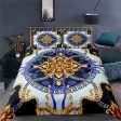 Luxury Duvet 3pc Set With Gold and Sky Blue Colors For Sale